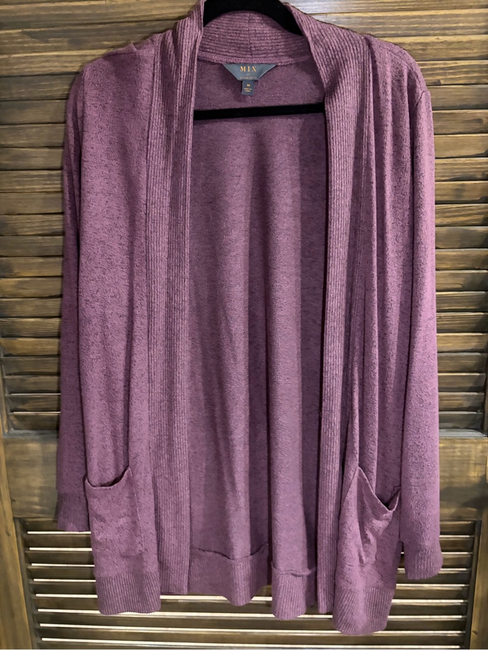 Mi Mauve Open-Front Cardigan with Pockets